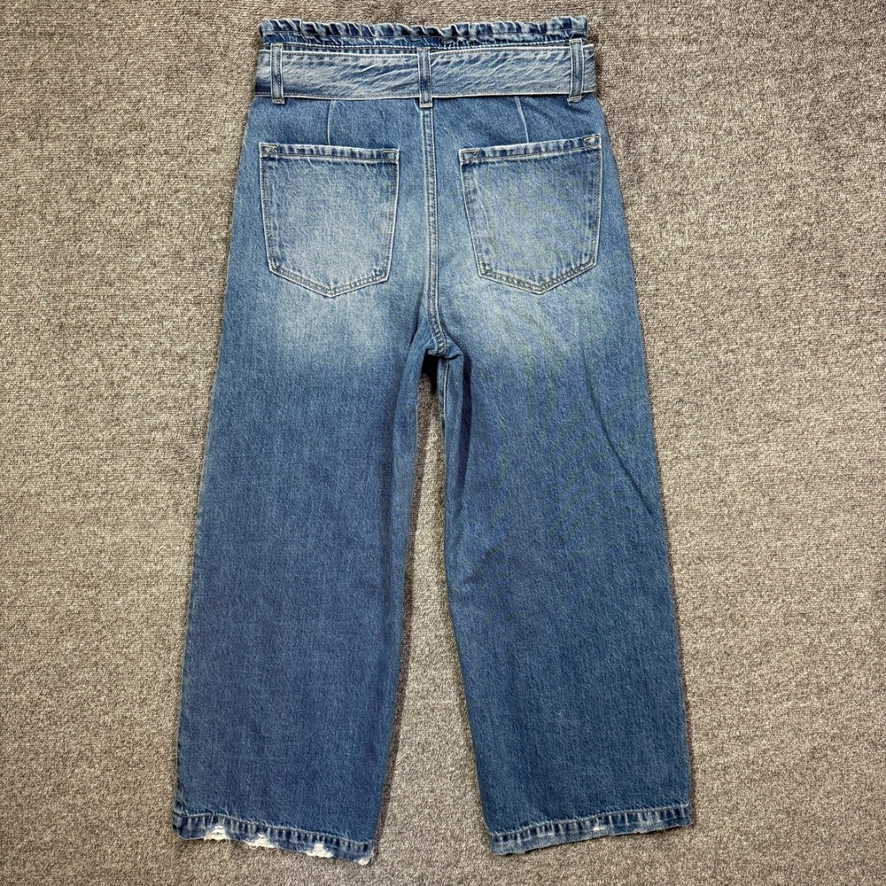 KanCan Women Medium Wash Paperbag Waist Wide Leg Jeans with Tie Belt Size 27 - Picture 3 of 6